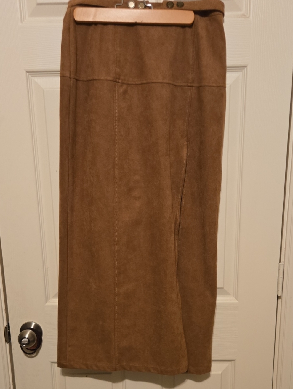 Anthropologie Camel Brown Suede Maxi Skirt